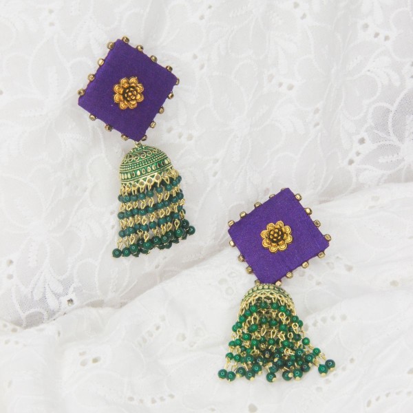 Purple Gold chandelier Jhumka